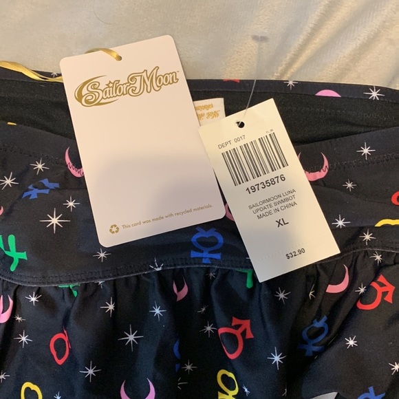 Sailor Moon Luna Symbols Skirted Swim Bottoms hot topic black multicolor XL - Picture 6 of 12
